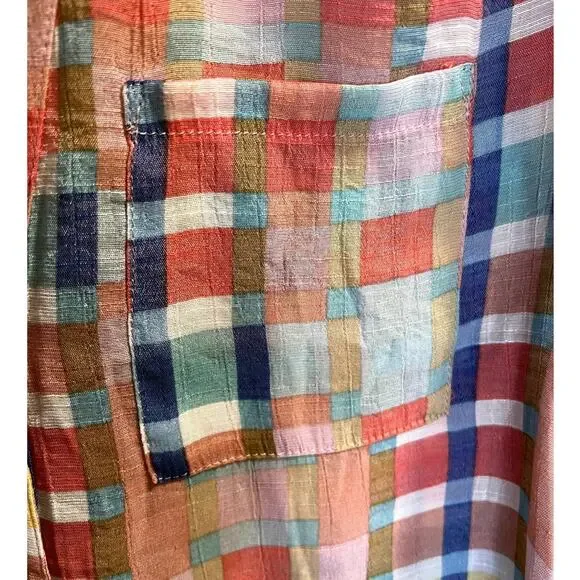 Zac & Rachel, Colorful Plaid, Button up, V-Neck, Ruffles, S - Picture 4 of 8